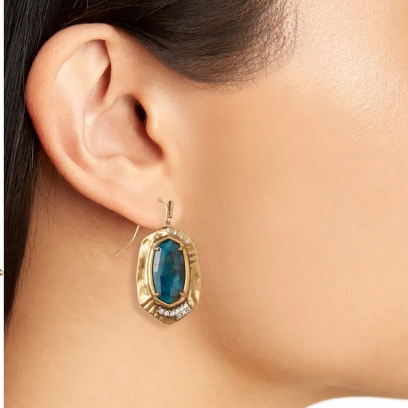 Kendra Scott NWTagBox Anna Drop Earrings, Classic drops w/faceted  teal apatite - Picture 4 of 4